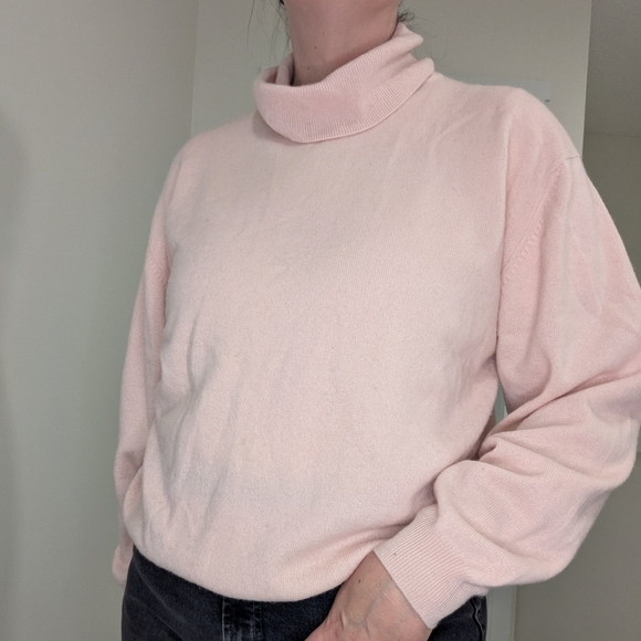 Charter Club 100% Cashmere Cowl Neck Long Sleeve Baggy Sweater Peach Size Large - Picture 3 of 7